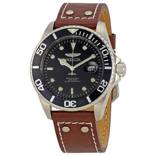 Invicta Pro Diver Black Dial Brown Leather Men's Watch (most commonly Model 22069)