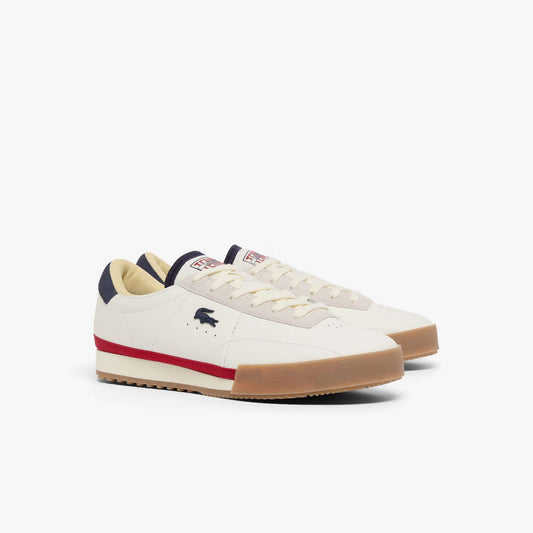 Lacoste Men’s Aura Leather Sneakers in White/Navy/Red (Color Code: 407)