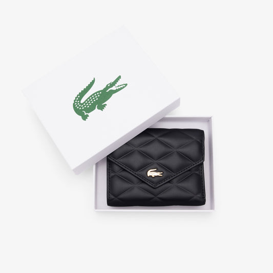Lacoste Crocodelle Leather Billfold in Noir (Color Code 000)