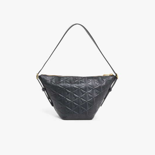 Lacoste Women’s Small Maheki Embossed Leather Hobo Bag (Noir • 000)
