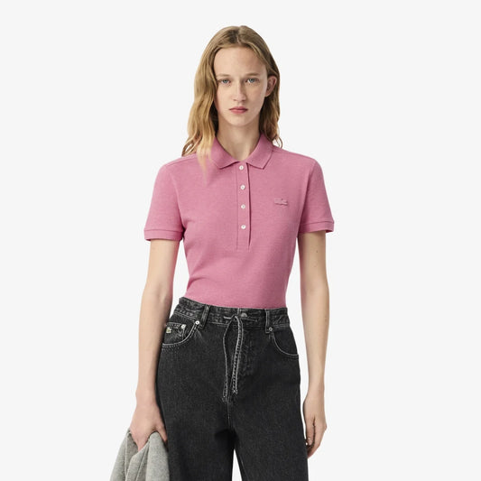 Lacoste Women's L.12.D Slim Fit Stretch Mini Piqué Polo Shirt (Raspberry Chine • B1I)