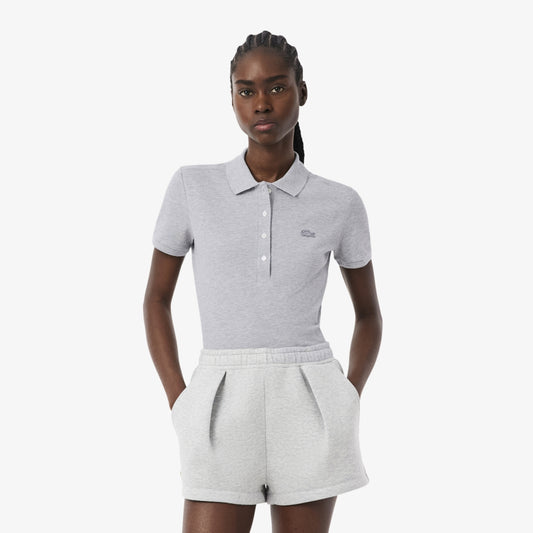 Lacoste Women's L.12.D Slim Fit Stretch Mini Piqué Polo Shirt in Silver Chine • CCA