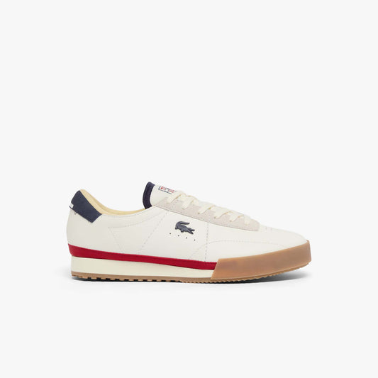Lacoste Men’s Aura Leather Sneakers in White/Navy/Red (Color Code: 407)