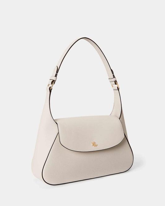 Lauren Ralph Lauren Crosshatch Medium Schylar Shoulder Bag in Soft White