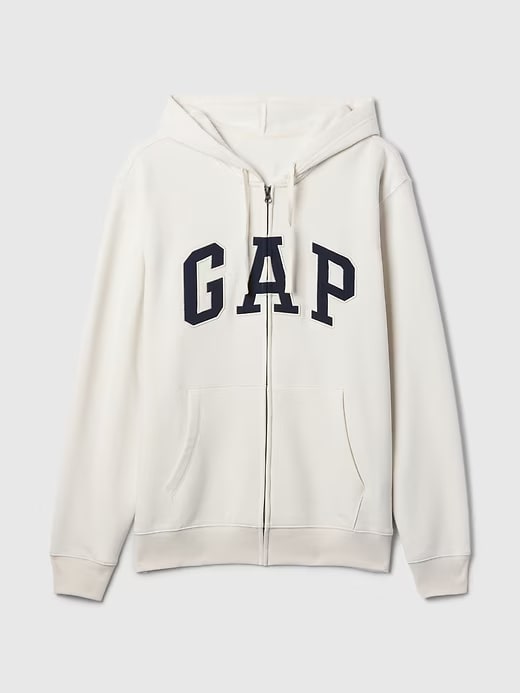 Relaxed Men Gap Logo Zip Hoodie - Carls Stone Beige