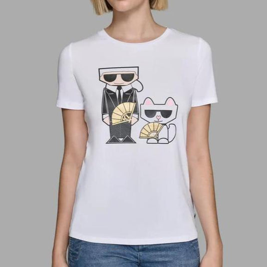 Karl Lagerfeld Paris Karl and Choupette Fan Tee
