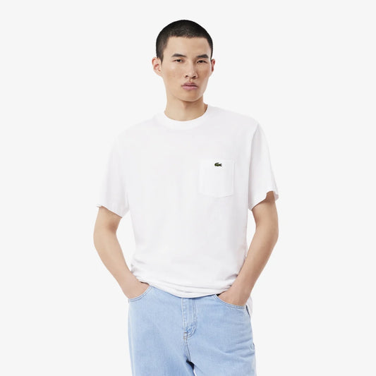 Lacoste Cotton T-shirt with Breast Pocket - White • 001