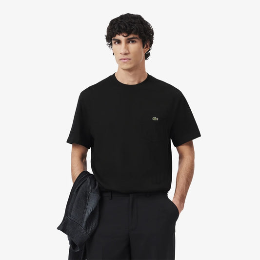 Lacoste Cotton T-shirt with Breast Pocket - Black • 031