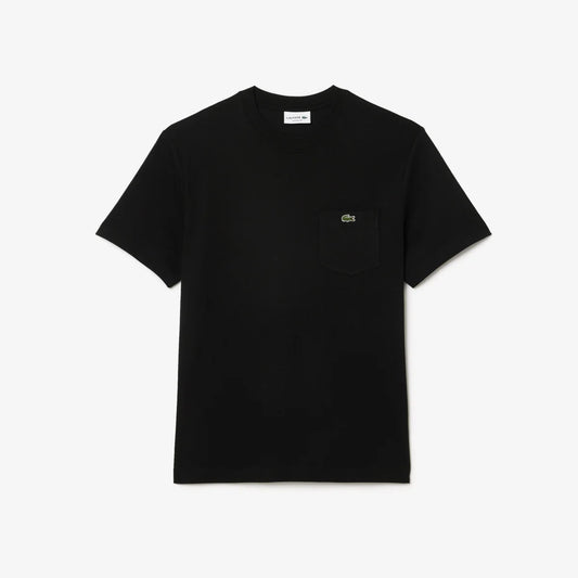 Lacoste Cotton T-shirt with Breast Pocket - Black • 031