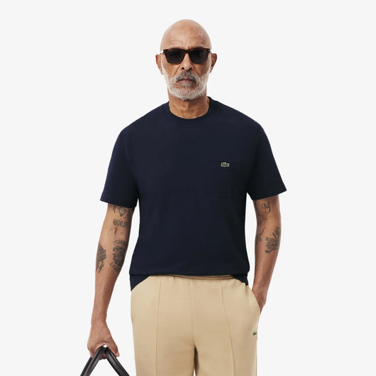 Lacoste Cotton T-shirt with Breast Pocket - Navy Blue • 166