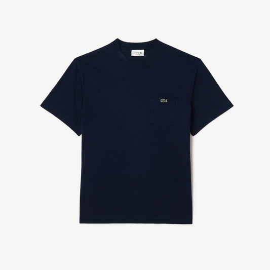 Lacoste Cotton T-shirt with Breast Pocket - Navy Blue • 166