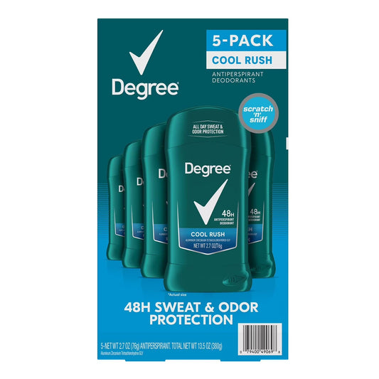 Degree Men Original Protection Antiperspirant Deodorant COOL RUSH 2.7 oz (in a 5-pack)