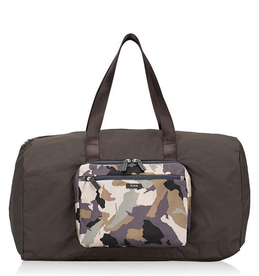 TUMI PACKABLE FOLDABLE DUFFLE BAG IN GREY CAMO