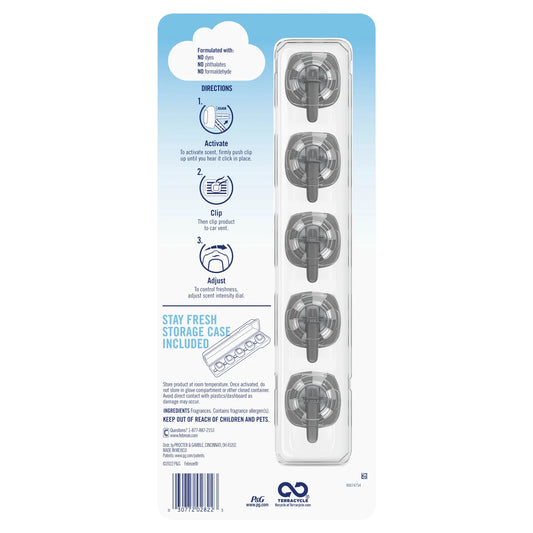 Febreze Air Freshener Car Vent Clips, Linen & Sky, 5-count