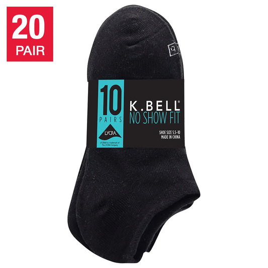 K Bell Women's No Show Sock, 10 pair
