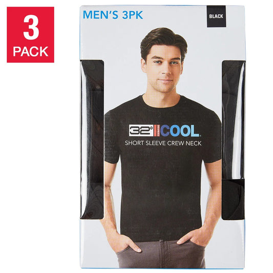 32 Degrees Men's Cool Tee, 3-pack - Black