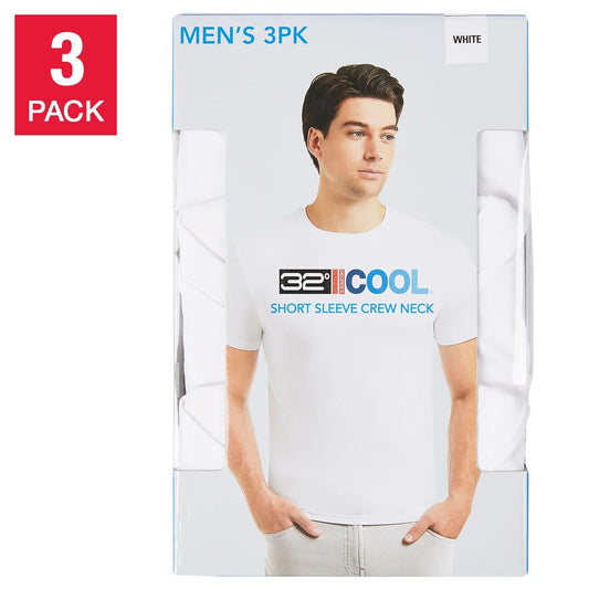 32 Degrees Men's Cool Tee, 3-pack - White