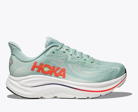 HOKA Clifton 10 in Sage / Neon Flame