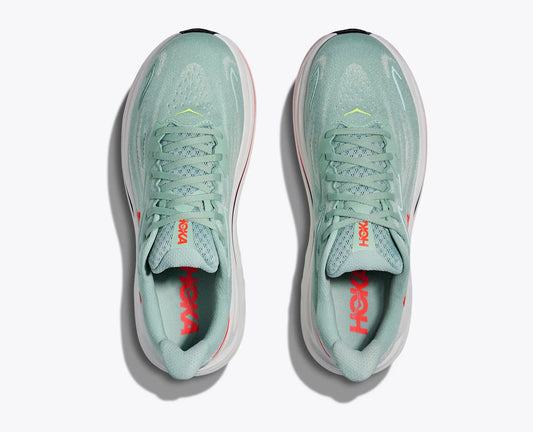 HOKA Clifton 10 in Sage / Neon Flame