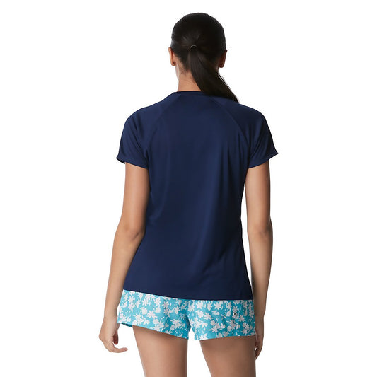 Speedo Women's Guard Short Sleeve Solid Swim Tee Purple