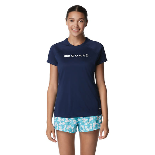 Speedo Women's Guard Short Sleeve Solid Swim Tee Purple
