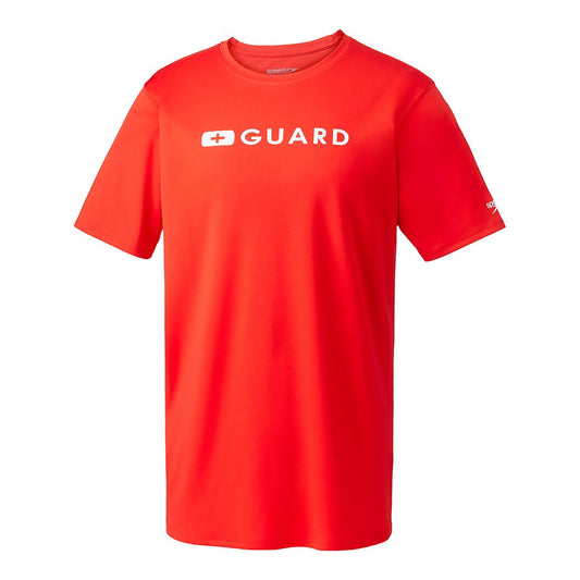 Speedo Men's Guard New Easy Short Sleeve Rashguard Red