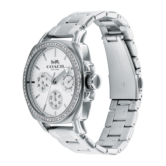 Coach Boyfriend Women’s Watch (42mm Silver-White with Index)