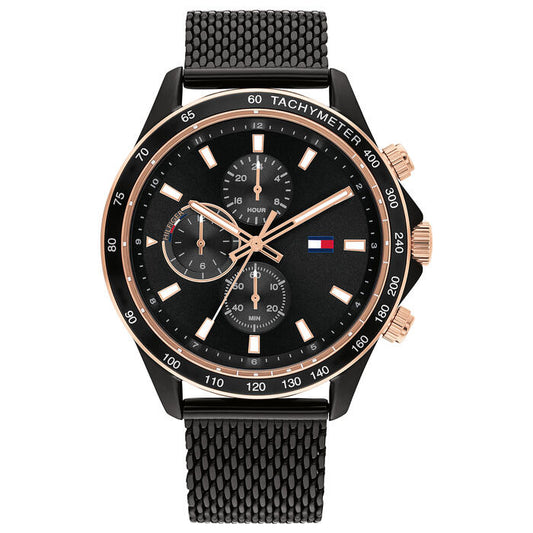 Tommy Hilfiger Men's Watch, 44mm in Black with Index