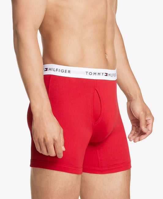 Tommy Hilfiger Men's 3-Pack Classic Cotton Boxer Briefs in Mahogany