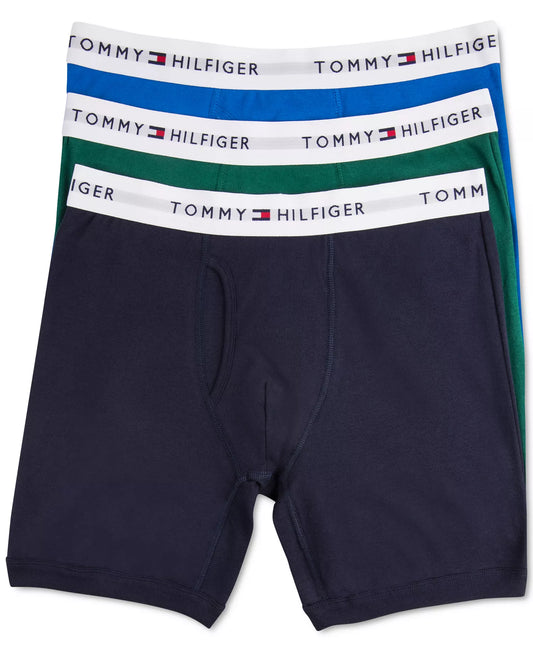 Tommy Hilfiger Men's 3-Pack Classic Cotton Boxer Briefs in Vibrant Royal