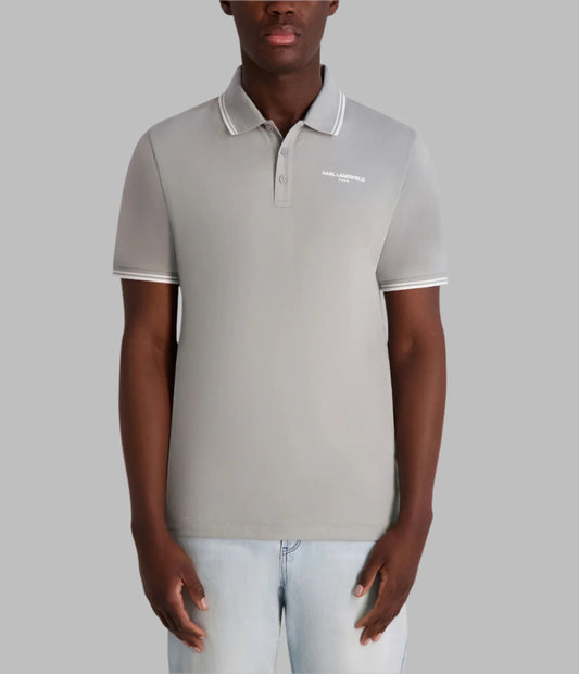 Karl Lagerfeld Paris Men's Core Polo with KL Logo in Gray
