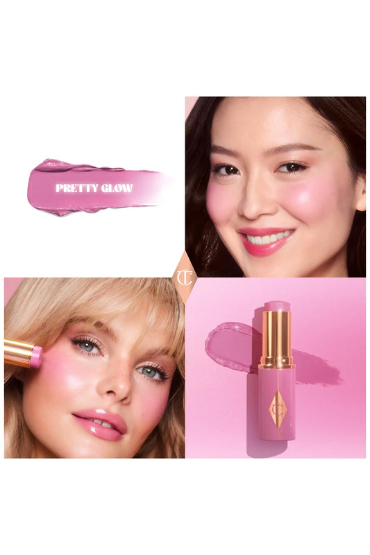 Charlotte Tilbury Unreal Lip + Cheek Glow Blush Stick with Hyaluronic Acid in Pretty Glow