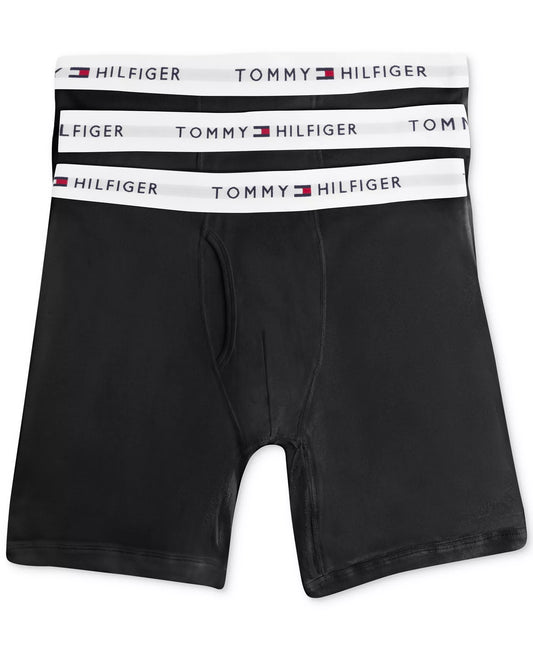 Tommy Hilfiger Men's 3-Pack Classic Cotton Boxer Briefs in Black