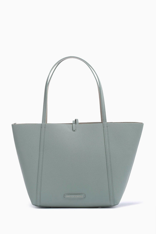 Armani Exchange Logo Reversible Tote Bag in Leather - Green