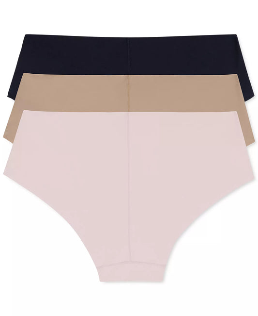 DKNY Women's 3-Piece Litewear Cut Anywear Hipster Underwear in the Black Glow Pearl Cream