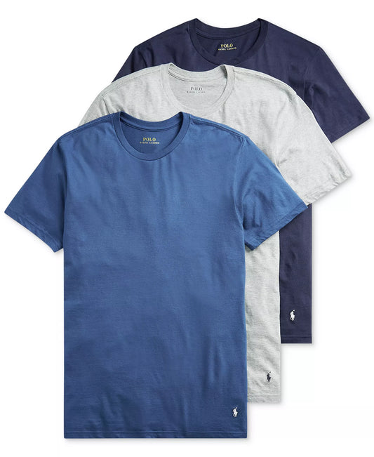 Polo Ralph Lauren Men’s 3-Pack Classic Undershirts in Andover / Bali Blue / Cruise Navy