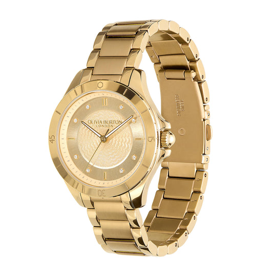 Olivia Burton Guilloché Women’s Watch, 36mm in Light Gold and Stone with Index