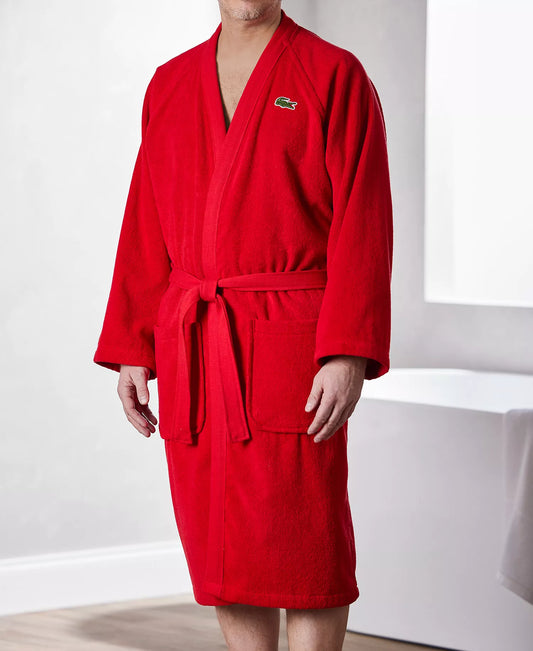 Lacoste Home Logo Patch 100% Cotton Piqué Bath Robe in Formula 1