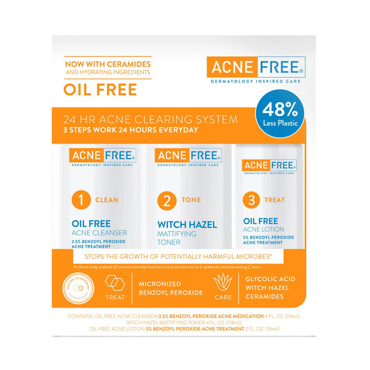 Acne Free NEW! Oil Free 24 HR Acne Clearing System 3PC Kit