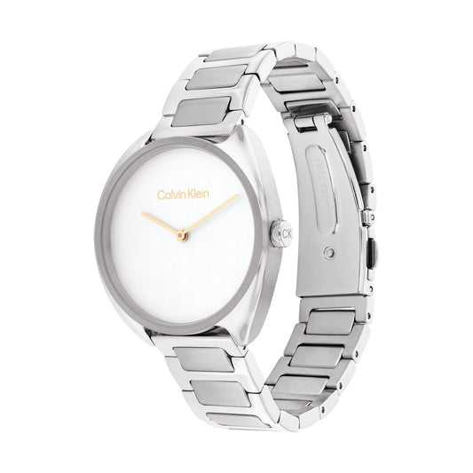 Calvin Klein Adorn Women's Watch (34mm, White Dial with Logo Design)