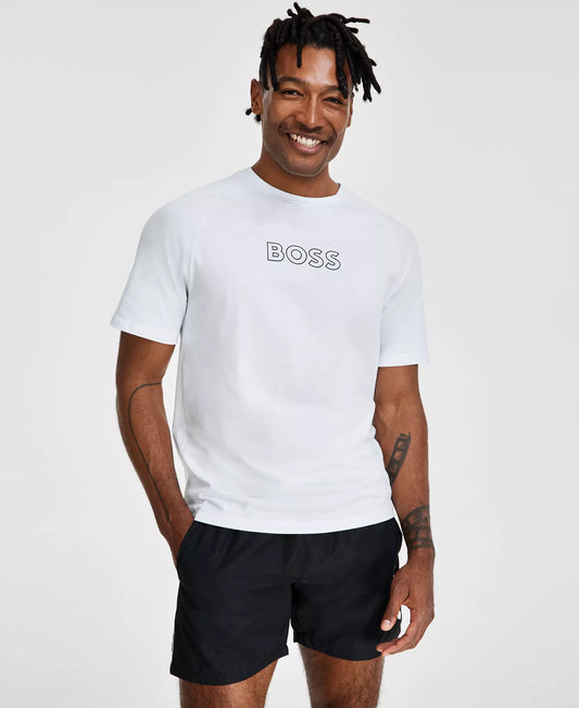 BOSS by Hugo Boss Sun Protection Logo T-Shirt in White