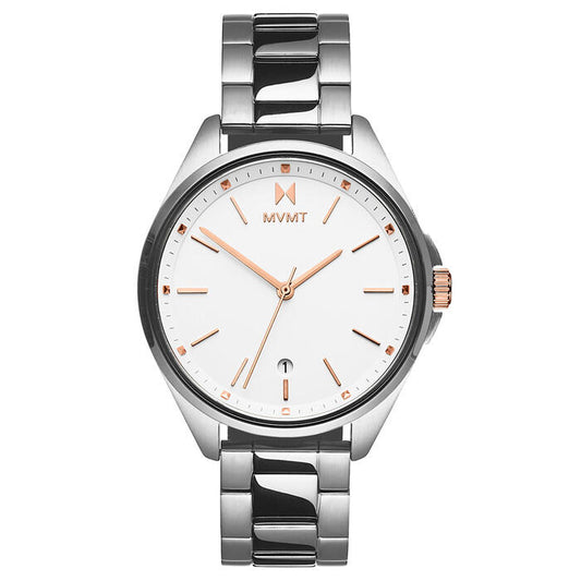 MVMT Crestliner Silver Women's Watch, 36mm in White with Printed Index