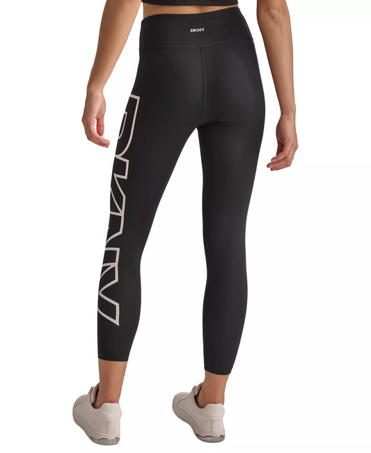 DKNY Sport Women's High-Rise Logo Graphic 7/8 Leggings (in the Blk/Wht colorway)