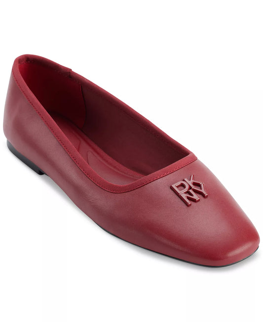 DKNY Women's Daine Square Toe Ballet Flat in Ruby Red