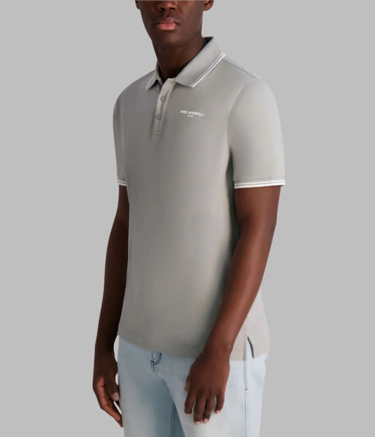 Karl Lagerfeld Paris Men's Core Polo with KL Logo in Gray