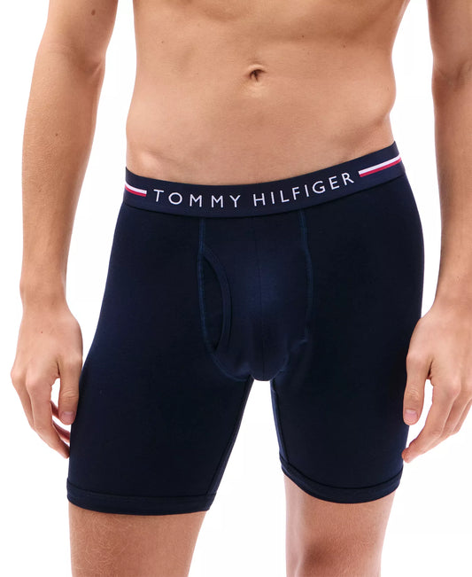 Tommy Hilfiger Men's 3-Pack All Day Comfort Boxer Briefs in Primary Green/Blue Ink/Desert Sky