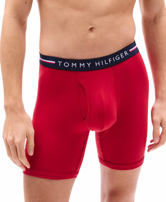 Tommy Hilfiger Men's 3-Pack All Day Comfort Boxer Briefs in Primary Red/Royalty Micro Flag/Desert Sky