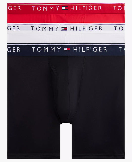 Tommy Hilfiger Men's 3-Pack Micro Boxer Briefs Set in Primary Red/Desert Sky/White