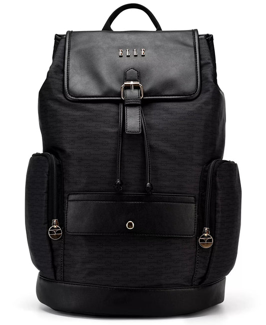 ELLE Eleganza 17" Monogram Backpack in Black