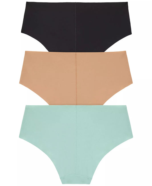 DKNY Women's 3-Piece Litewear Cut Anywear Hipster Underwear in the Black/Glow/Aquifer